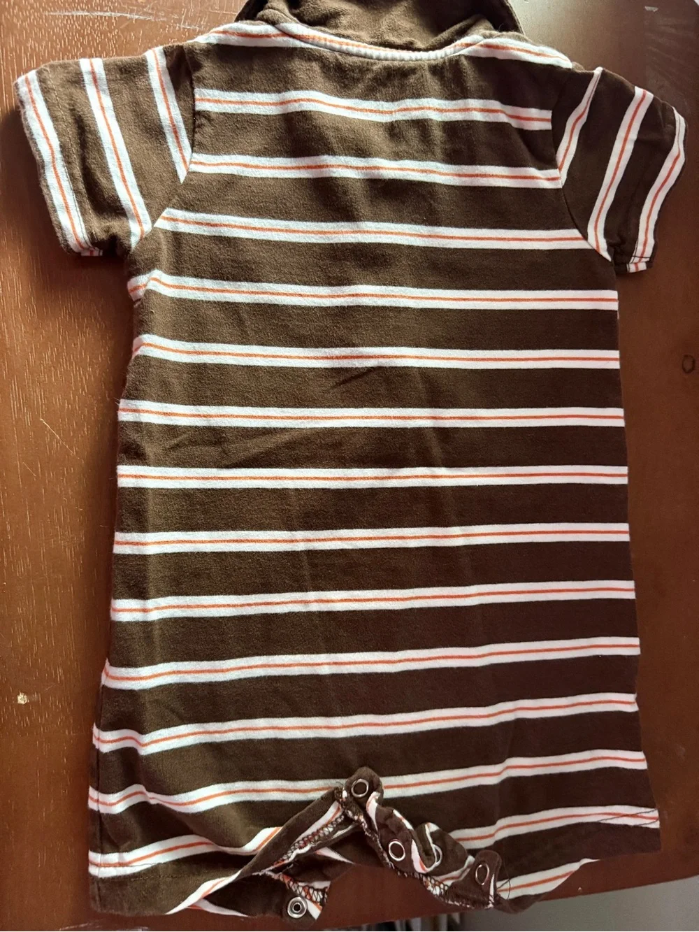 Carter’s Brown Striped Polo-Style One-Piece Bodysuit with 'Legend' embroidered.